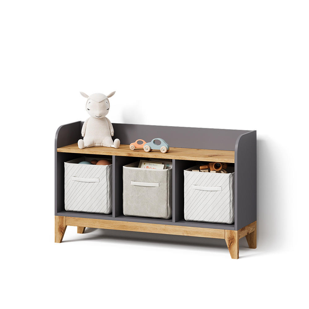 Livinity® Kindersitzbank Grau, Eiche Artisan 107.2x63.8x30.6 cm