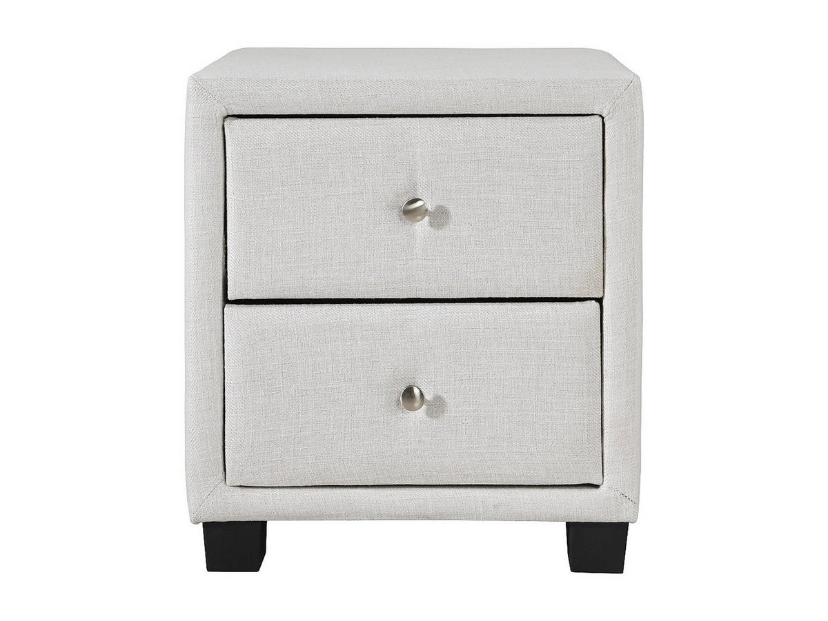 2‑ER Set Nachttische mit 2 Schubladen - Stoff - Elfenbein - PICHONIA - Weiß, Textil (41.5/45.5/40.5cm) - Vente-Unique
