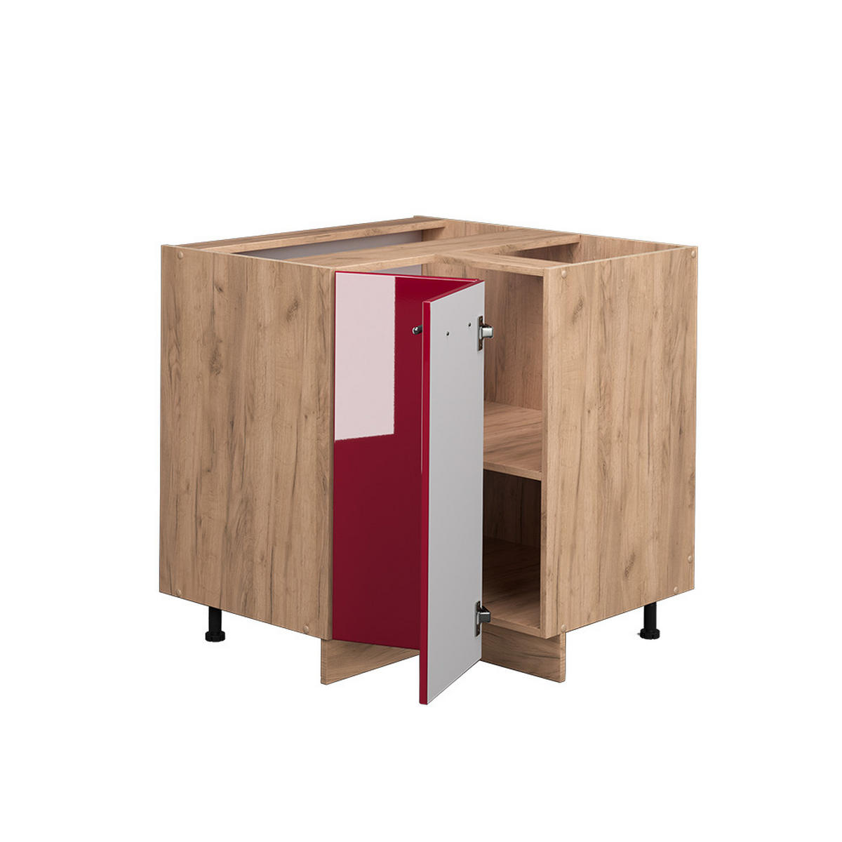 ECKUNTERSCHRANK Fame-Line Bordeaux Hochglanz 80.5 cm, AP Marmor - Honigeiche/Bordeaux, Holzwerkstoff (80.5/82/60cm) - Vicco