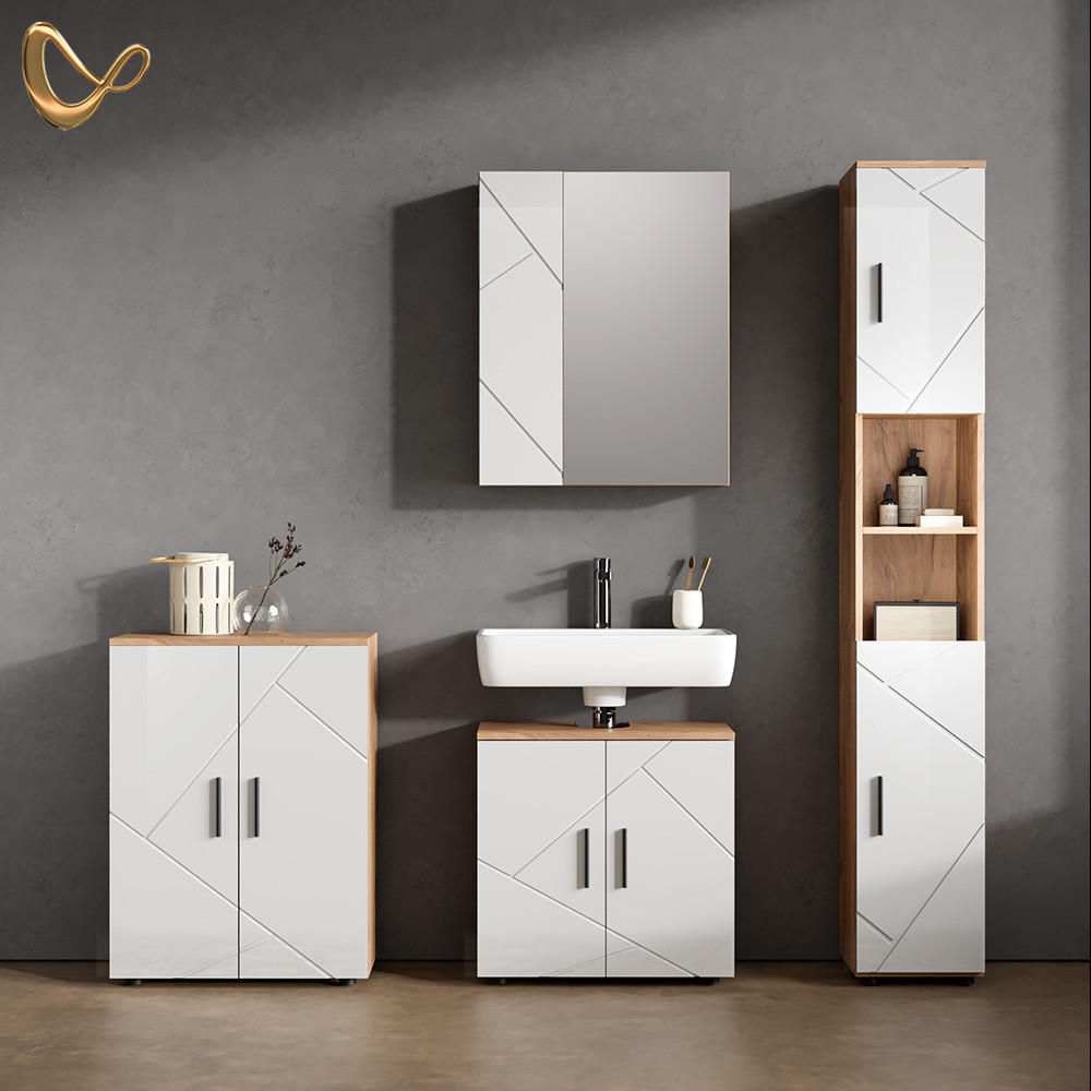 SPIEGELSCHRANK Ronco Weiß/Eiche 60 x 75 cm - Honigeiche/Weiß, Holzwerkstoff (60/75/17.2cm) - Livinity®