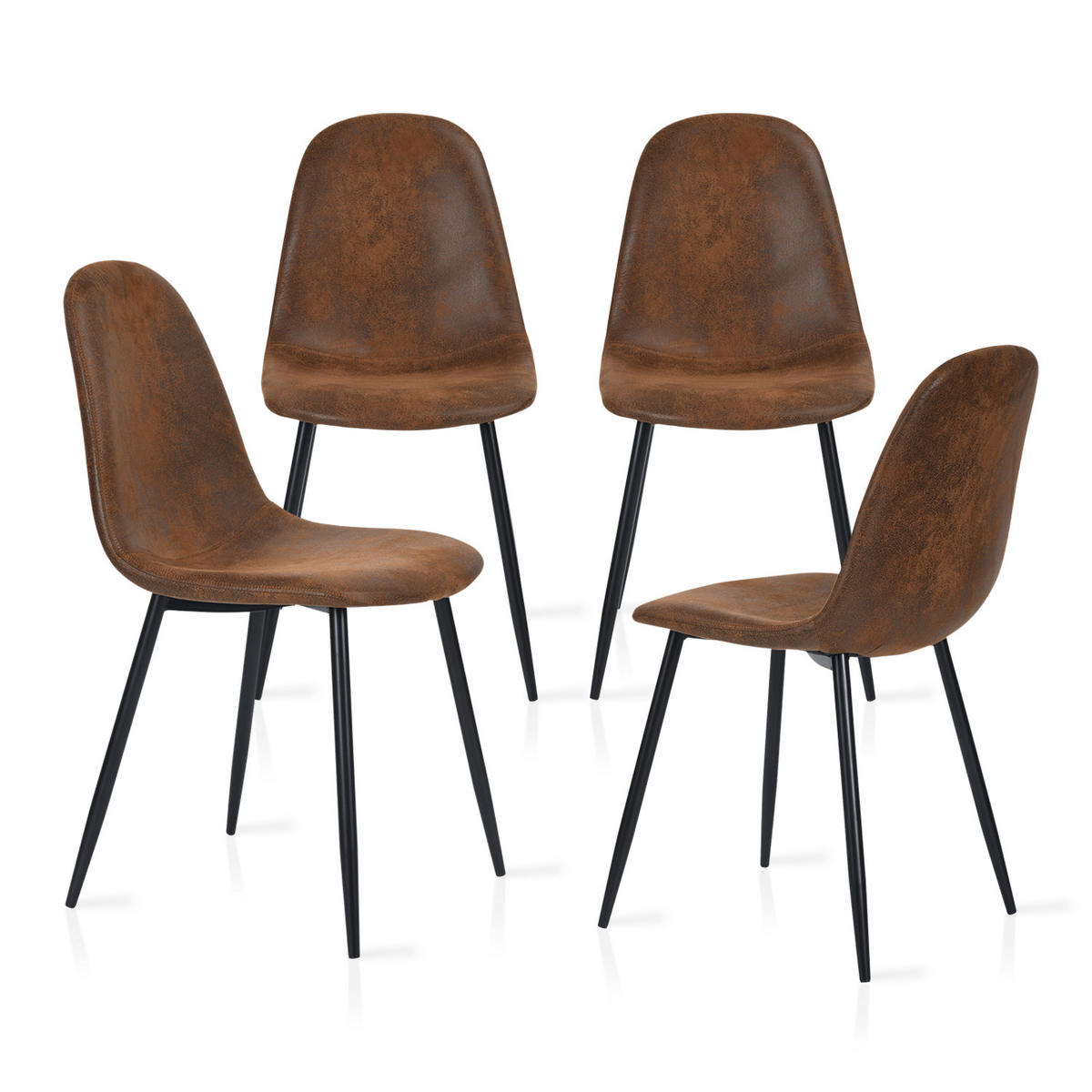 ESSTISCH-SET mit ausziehbarem Tisch und 4 Stühlen in Wildlederoptik, Schwarz - Multicolor, Textil (43/102/35cm) - Meubles Cosy