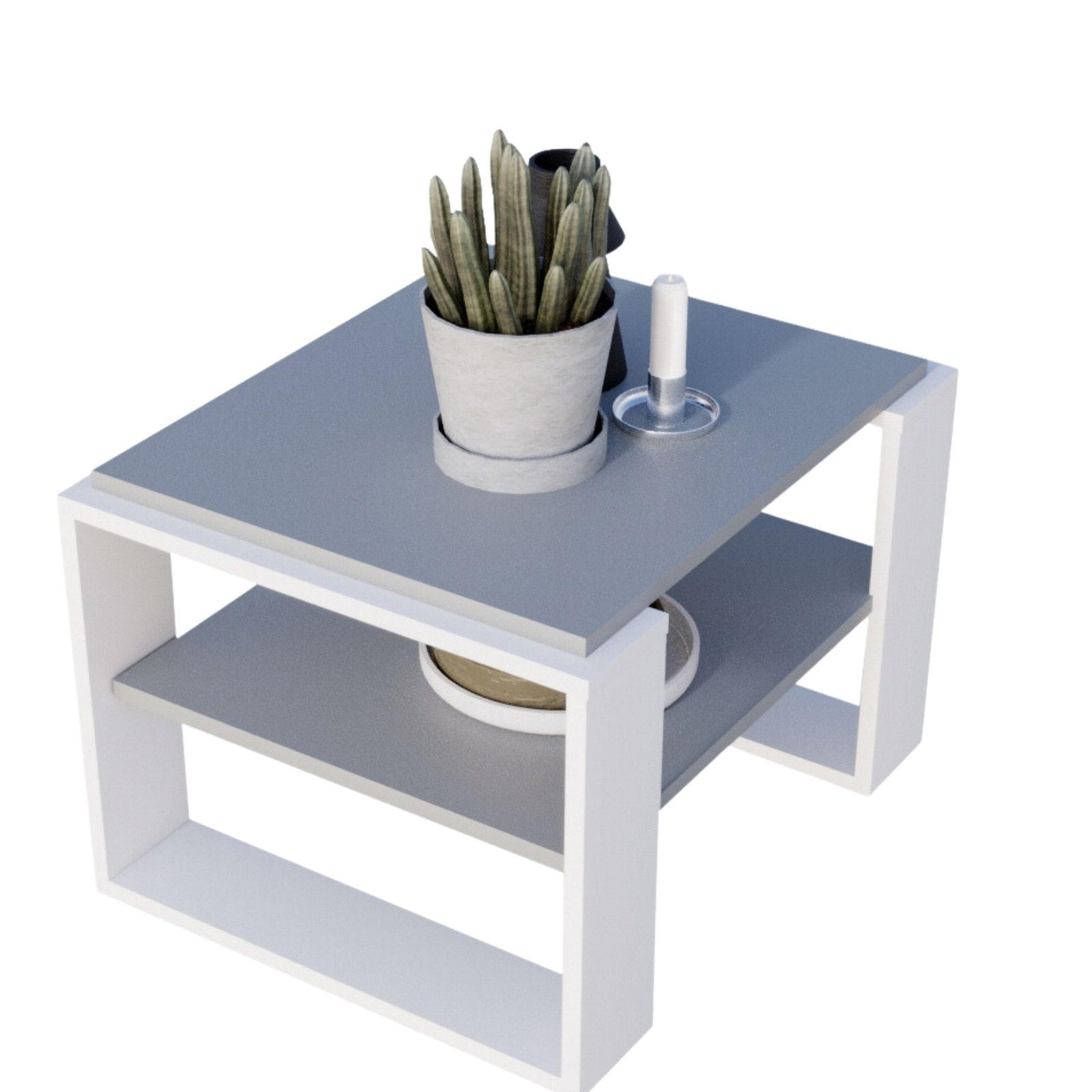 COUCHTISCH Kaja63 63/42/53,8 - Dunkelgrau/Weiß, Holzwerkstoff (54/63/42cm) - RAUMHIRSCH FURNITURE