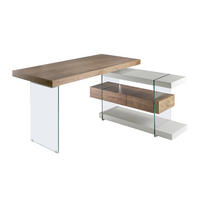 SCHREIBTISCH Rechteckig Walnuss | Glas | Grau 140/127/75 cm - Transparent/Walnussfarben, Glas/Holz (127/140/75cm) - ANGEL CERDA
