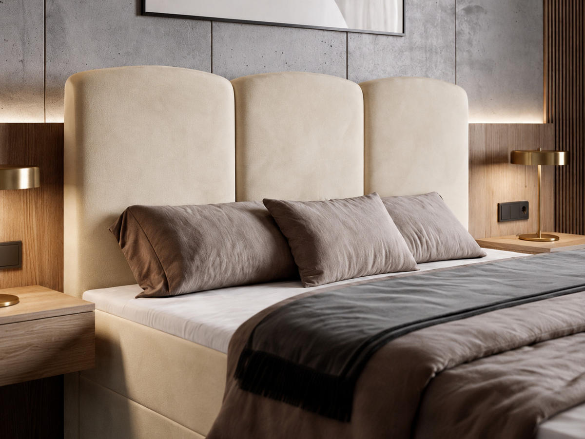 BOXBETT SAVIO 180x200 cm mit Bettkasten, Bonell-Matratze H3 und Topper – Samt Altrosa - Altrosa, Textil (180/200cm) - Luxkor24