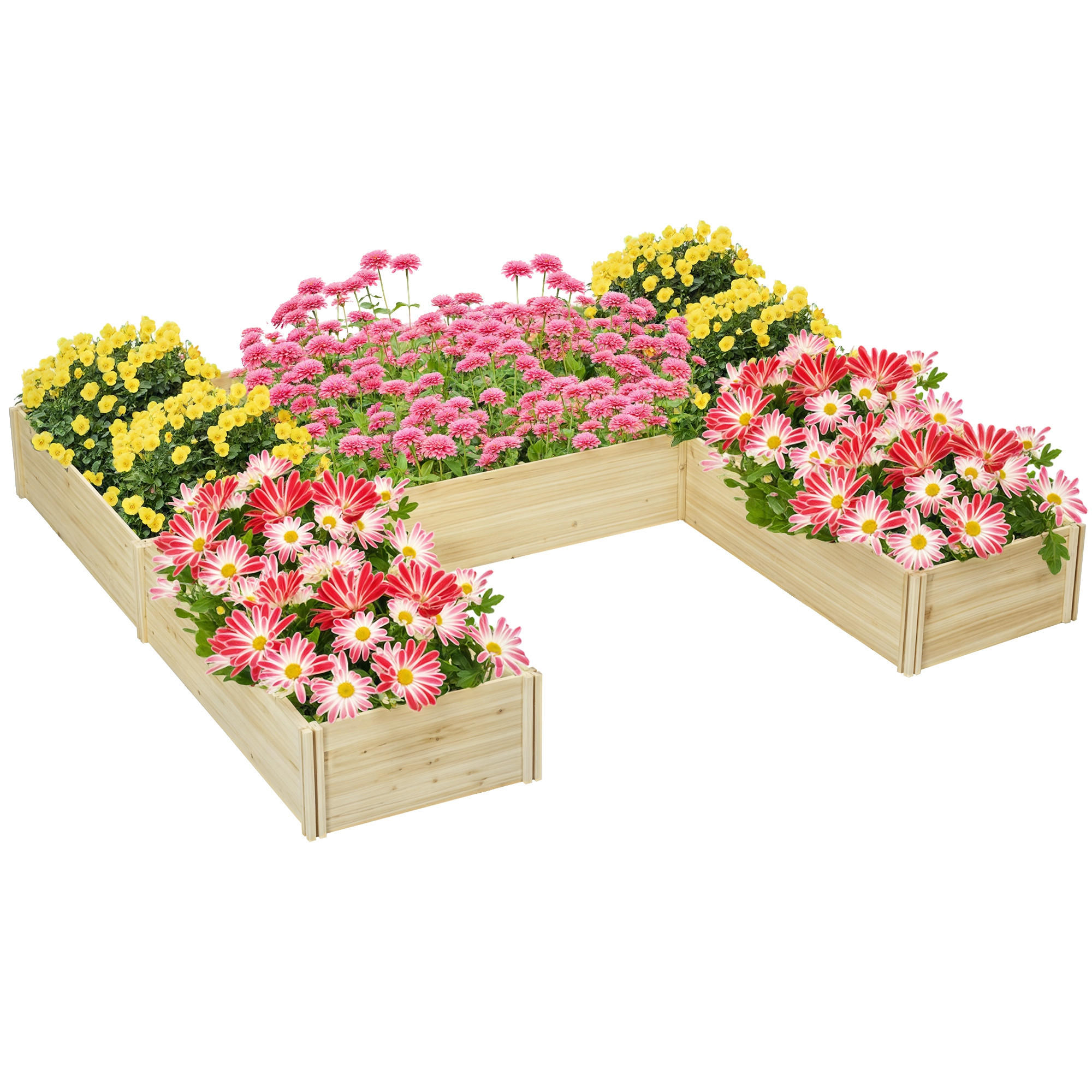 HOCHBEET-SET DE-12130 modulares 5er-Set, 230/230/28 cm Natur - Naturfarben, Holz (230/28/230cm) - ComfortXL