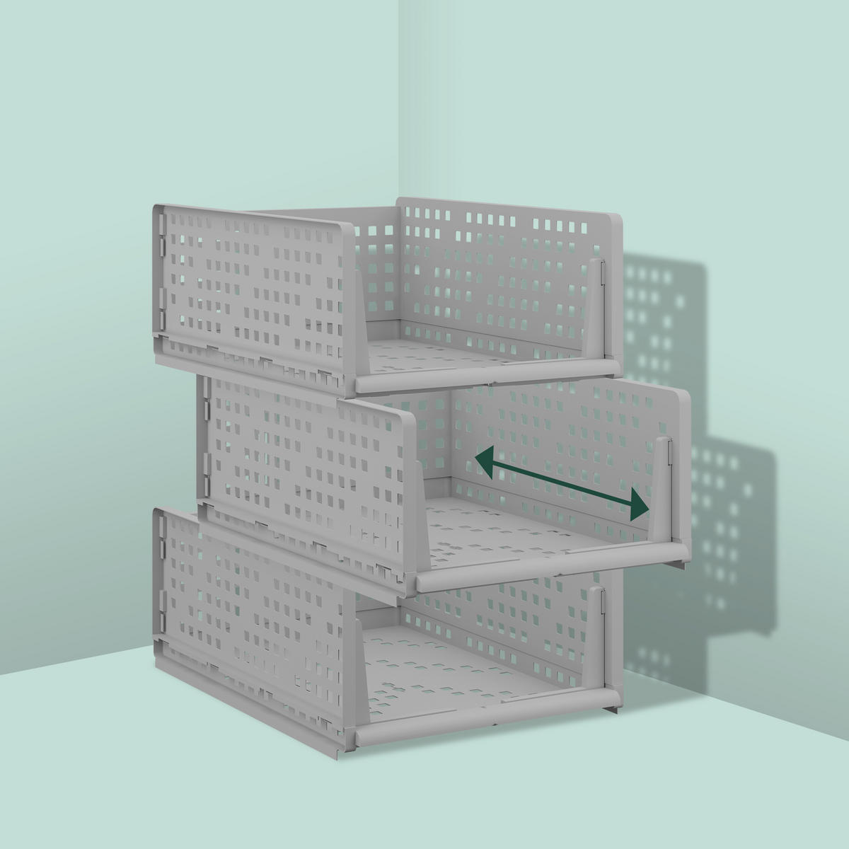 3XORGANIZÉR do skrine - sivá, plast (33.5/18/43.5cm) - Relaxdays