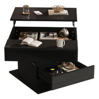 KONFERENČNÍ stolek 70/70/45 cm černý z dřevotřísky s otočnou a zvedací deskou - černá, kompozitní dřevo (70/70/45cm) - OKWISH