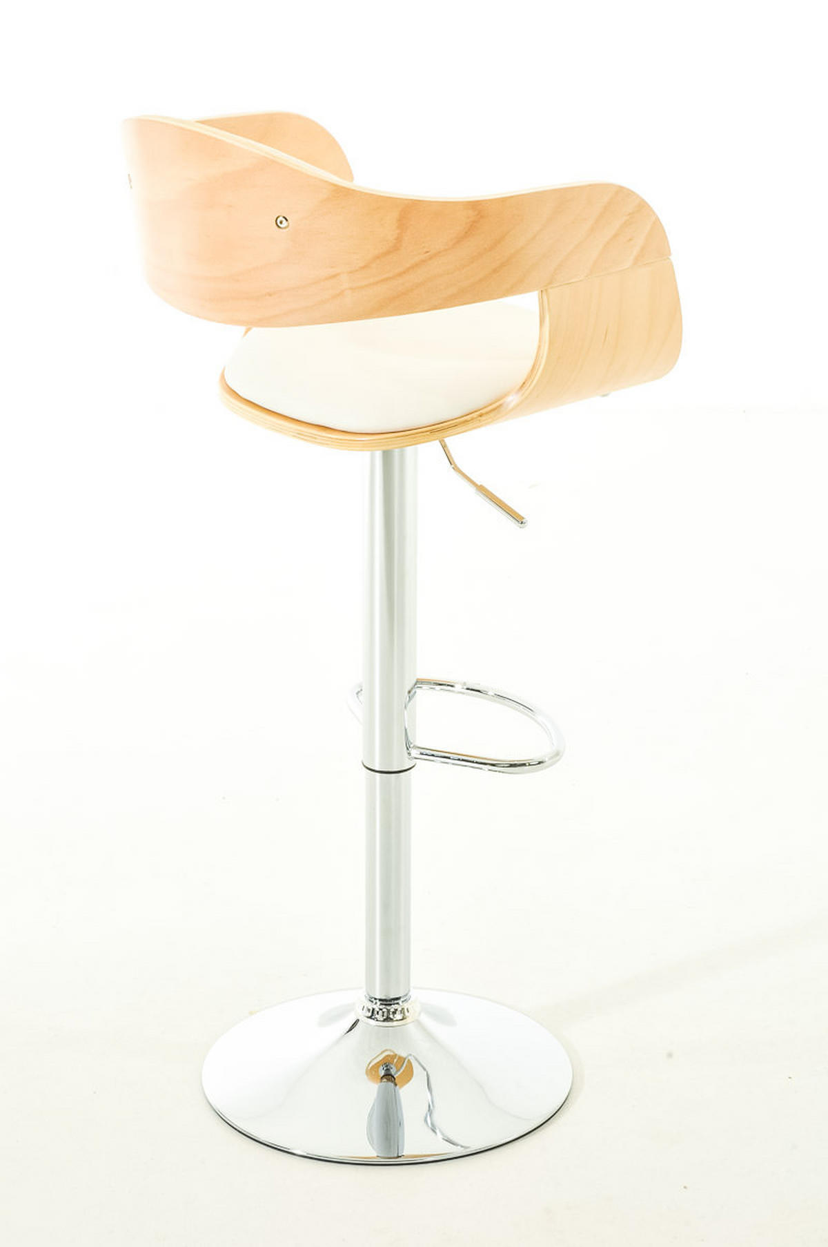 BARHOCKER 2er Set Lederlook natura/weiß - Eukalyptusholzfarben/Weiß, Textil/Metall (50/88/48cm) - CLP