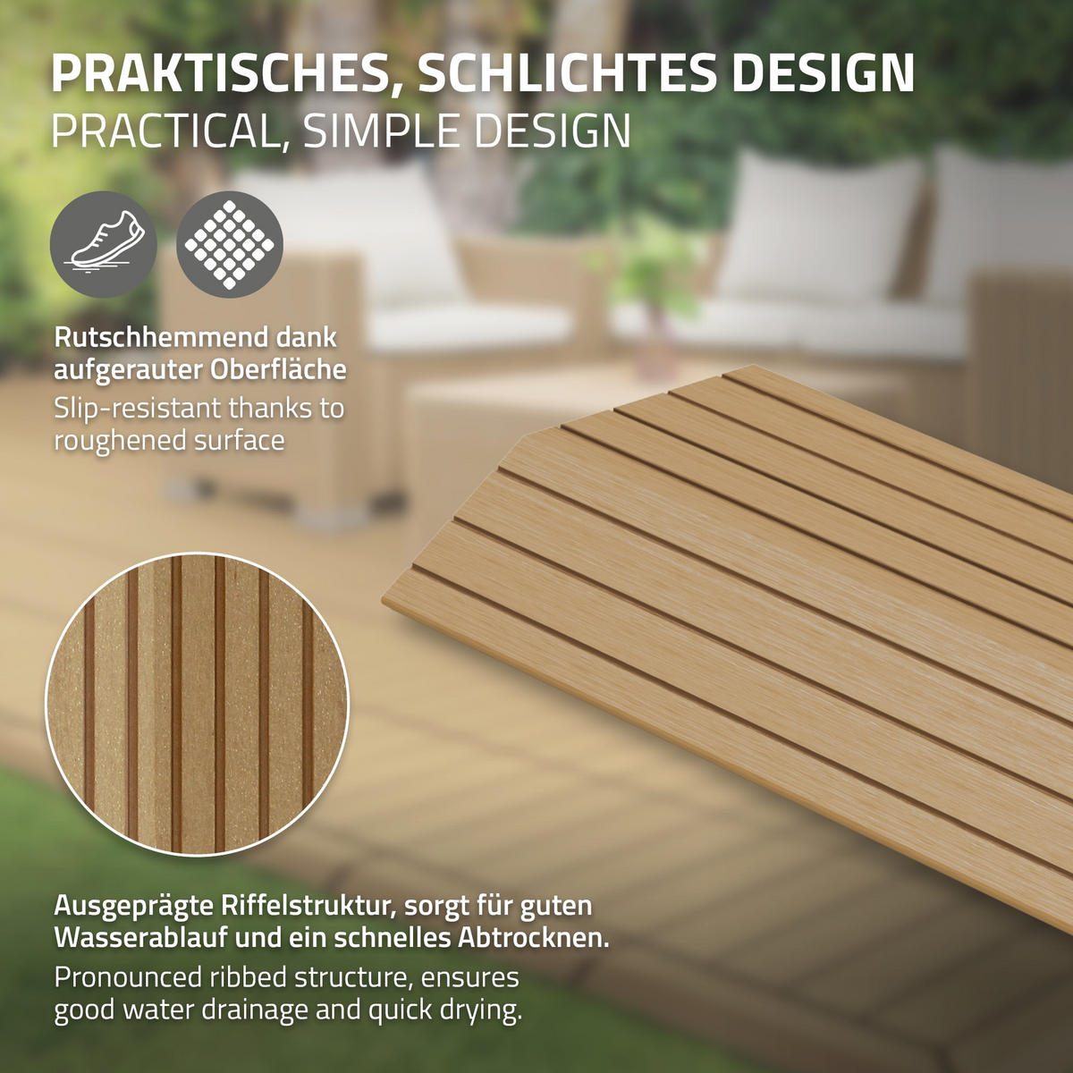 ZÁVĚROVÁ LIŠTA WPC pravý roh teak - barva starého dubu, kompozitní dřevo (38/2/7.5cm) - ML-DESIGN