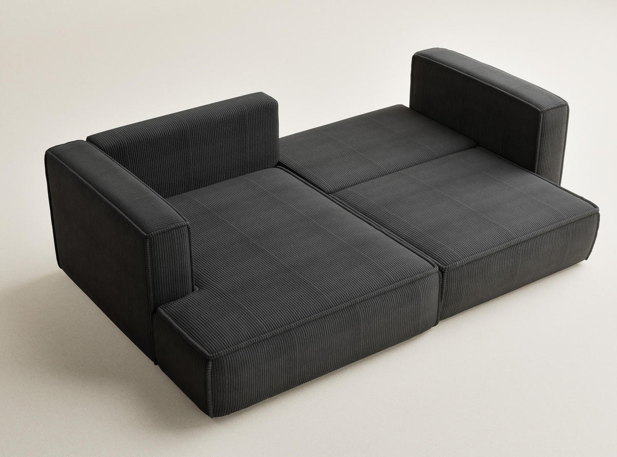 ECKSOFA MIT SCHLAFFUNKTION Velto Anthrazit Samtstoff - Anthrazit/Schwarz, Holz/Holzwerkstoff (152/250cm) - Maison de Reve