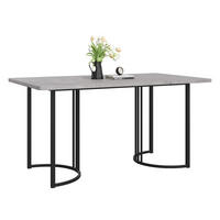ESSTISCH 140/75/80 cm Grau aus MDF und Metall mit verstellbaren Füßen - Grau, Holzwerkstoff (140/80/75cm) - OKMYHOME