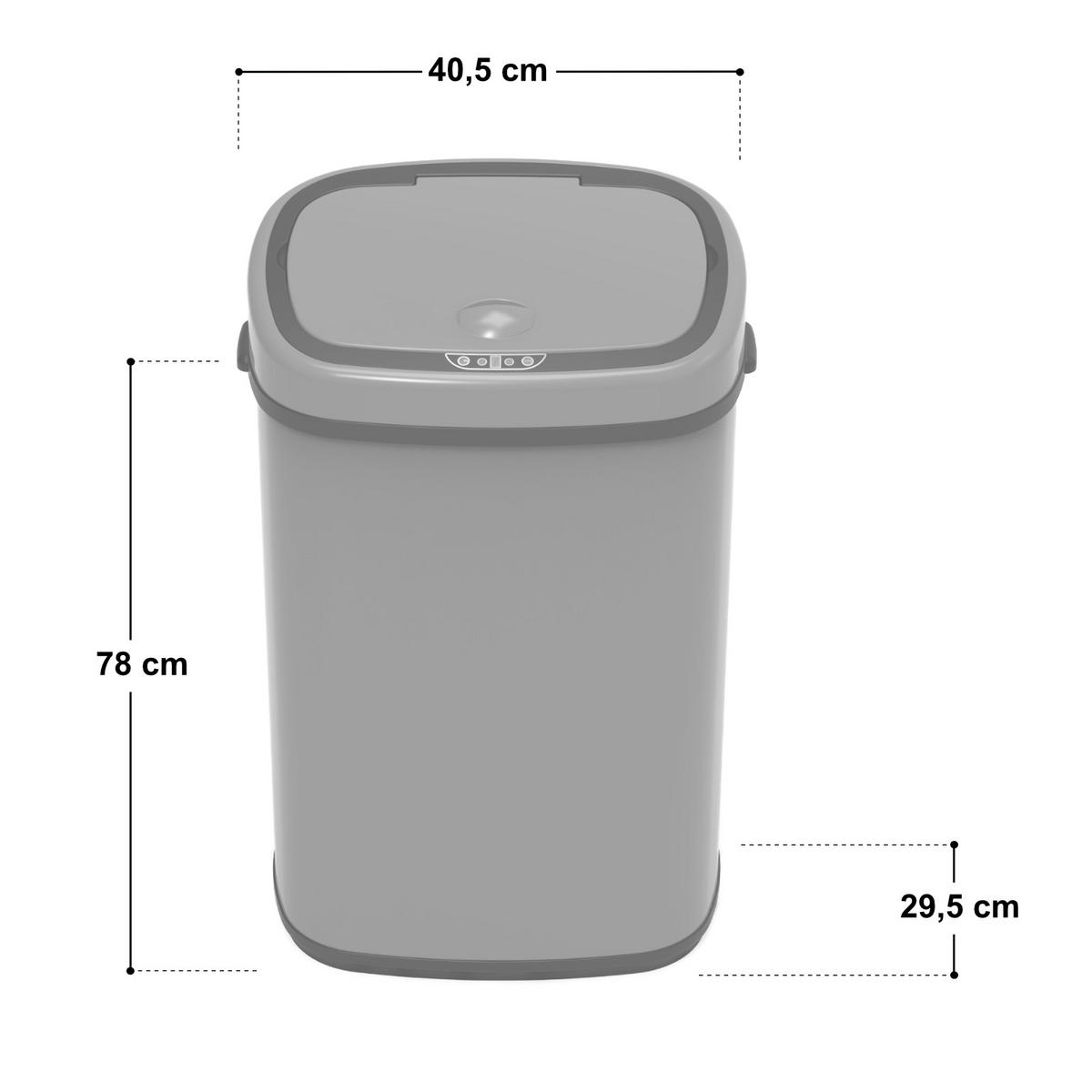 SENSORMÜLLEIMER 68L - Grau, Metall (29.5/78/40.5cm) - SVITA