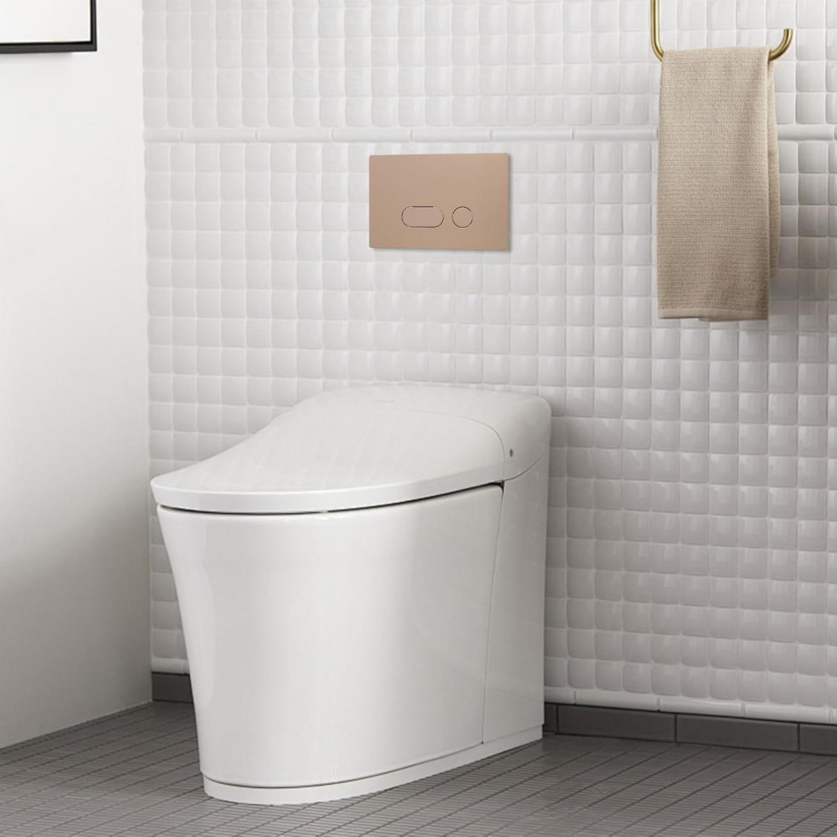 WC-SPÜLTASTE – Kompatibel mit Geberit Sigma-Serien 01, 20 und 30 – Khaki - Braun, Metall (31/5.5/18.5cm)