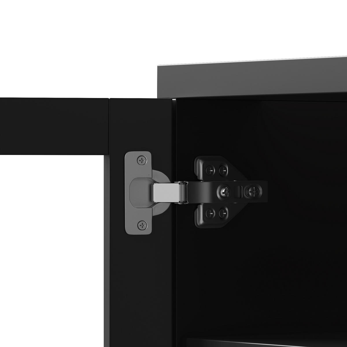 BUFFET DE-38471 140/38/180 cm mit LED-Beleuchtung und 4 Schubladen Schwarz - Schwarz, Holzwerkstoff (140/180/38.5cm) - ComfortXL