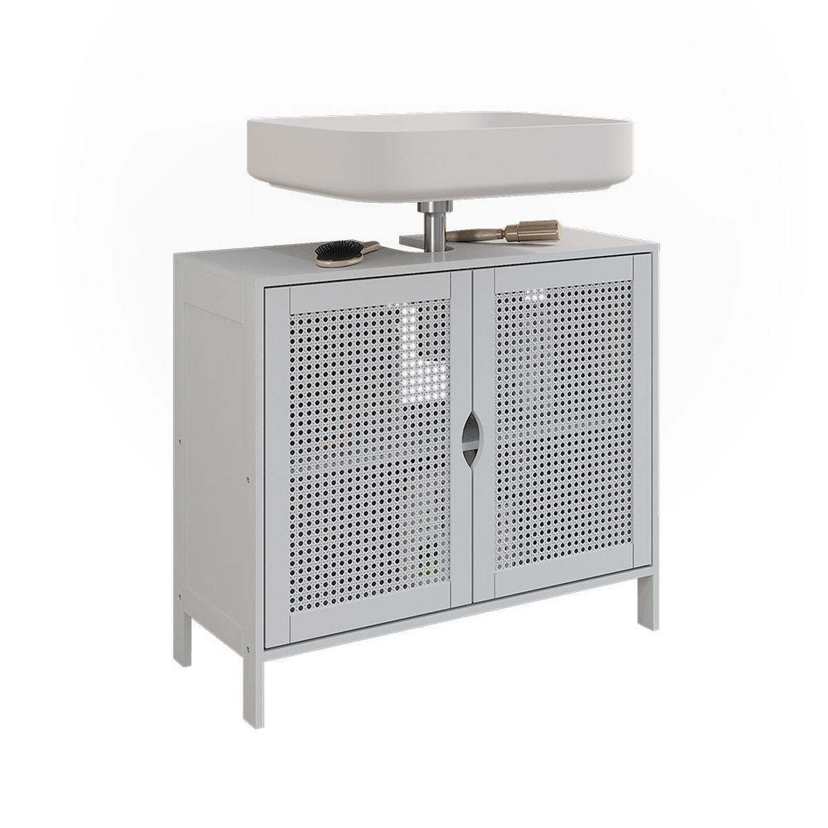 WASCHBECKENUNTERSCHRANK Liora Weiß 68 x 60 cm mit 2 Türen - Weiß, Holzwerkstoff (68/60/29cm) - Vicco