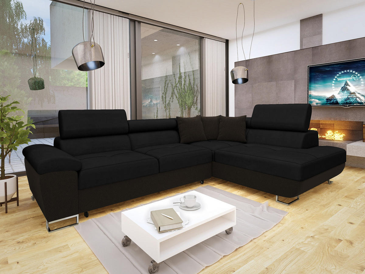 COLTAR Cotere, Dreapta - negru, material textil/lemn (202/270cm) - MIRJAN24