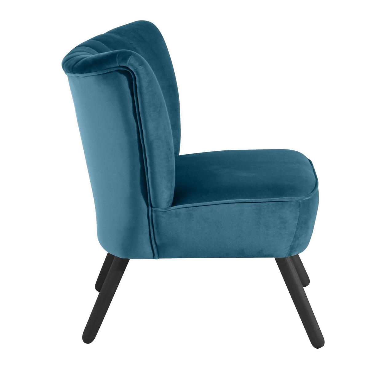 SESSEL Kadisha Bezug Samtvelours Buche schwarz lackiert / petrol - Blau, Kunststoff (70/80/66cm) - 58aufmkessel