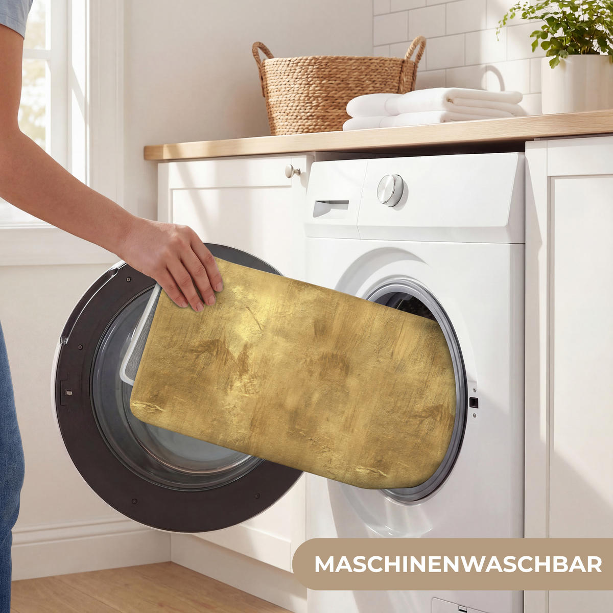 WC-VORLEGER Industriell - Textur - Gold Toilettenvorleger 60x120 cm - Goldfarben, Kunststoff/Textil (60/120cm) - OnlyWow