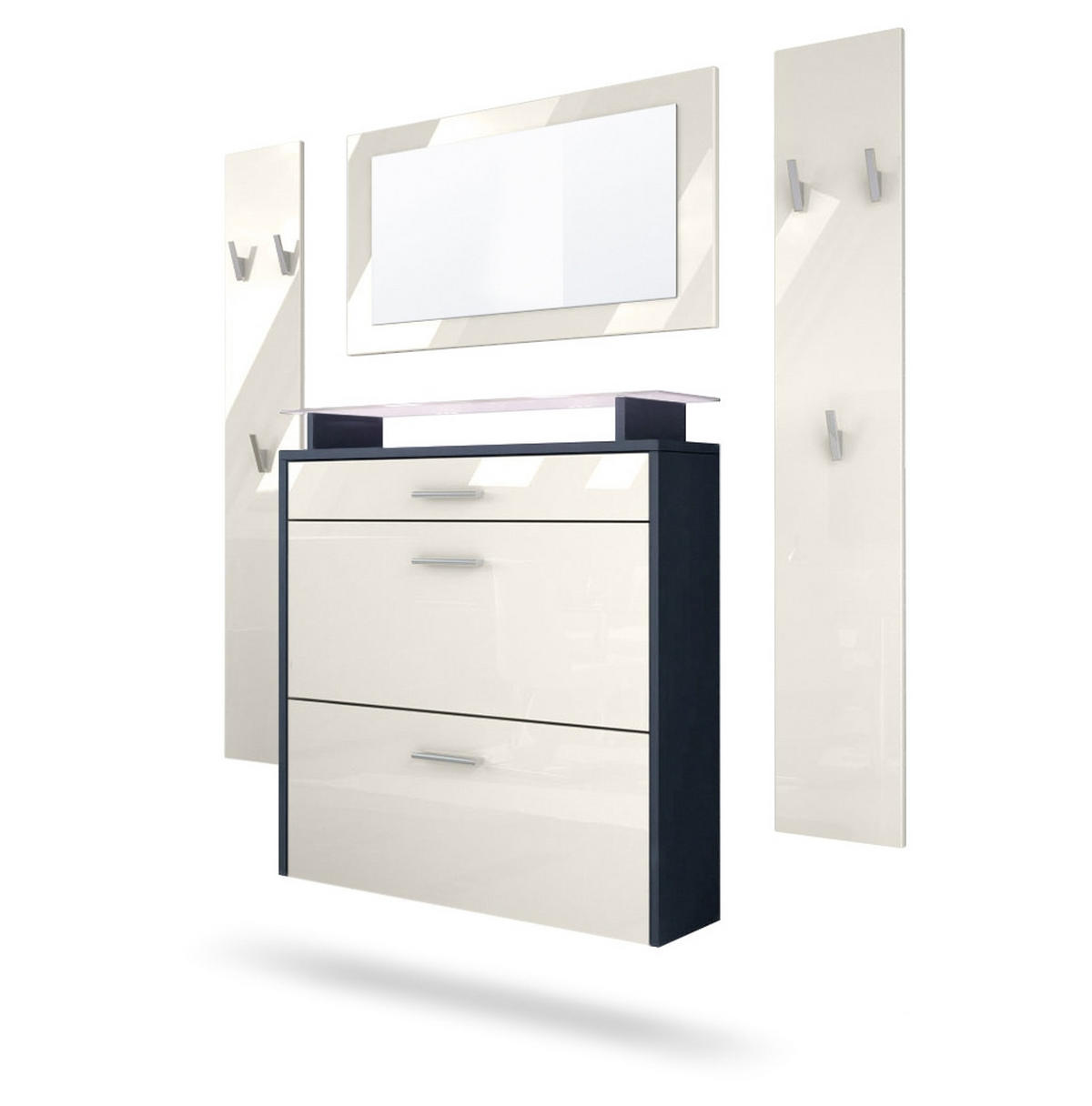 GARDEROBE Malea Fronten in Creme Hochglanz - Creme, Holzwerkstoff (180/180/23cm) - Vladon