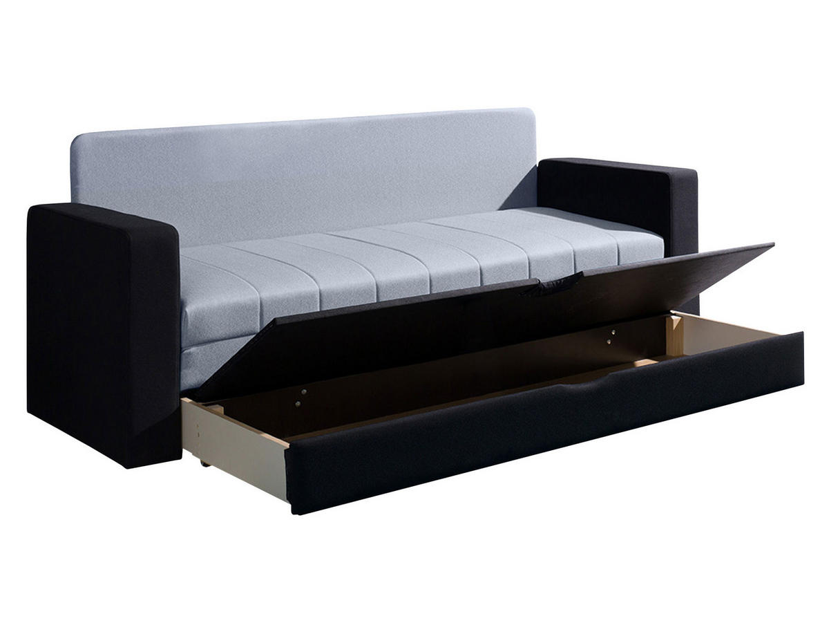 SCHLAFSOFA Calabrini - Schwarz/Grau, Holz/Kunststoff (222/86/75cm) - MIRJAN24