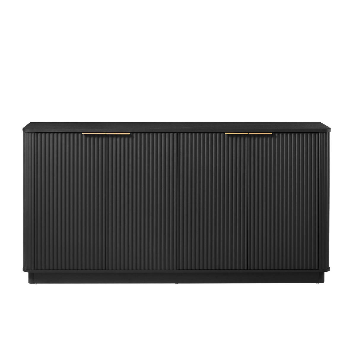 SIDEBOARD aus MDF 160x40x80 cm Schwarz mit 4 Türen und viel Stauraum in Wellenoptik - Schwarz, Holzwerkstoff (160/80/40cm) - Modfu