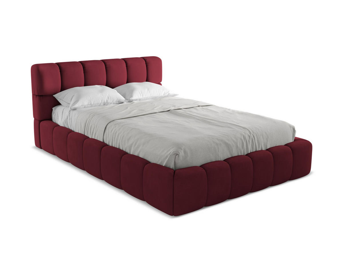 POLSTERBETT mit Bettkasten und Lattenrost 160x228 Rot - Rot/Weinrot, Kunststoff/Textil (140/200cm) - Makamii