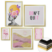 WANDBILDER 5er Set - 50x50 cm & 20x30 cm & 40x60 cm Goldrahmen - Stilvolle Tierporträts - Goldfarben, Kunststoff (40/60cm) - ArtPrintCave