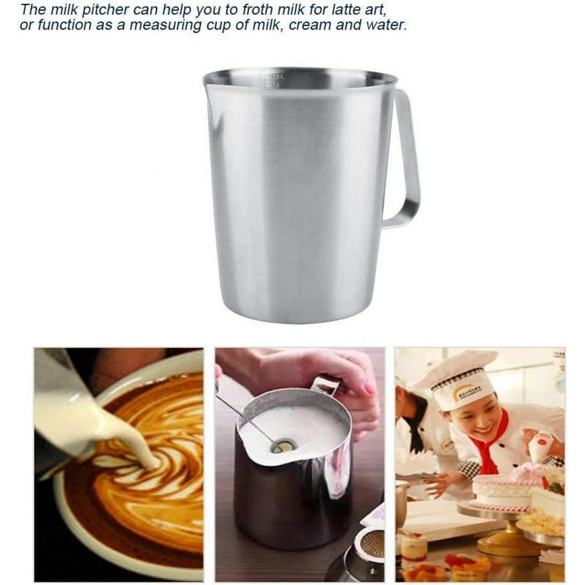 MESSBECHER Edelstahl 2000 ml mit Griff - Silberfarben, Metall (2L)