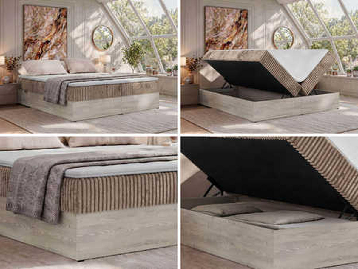 POSTEL BOXSPRING NORDIC ZERO 140/200 - Hnědá Manšestr - Topper Visco - H3 - černá/hnědá, textil/plast (140/200cm) - MKS