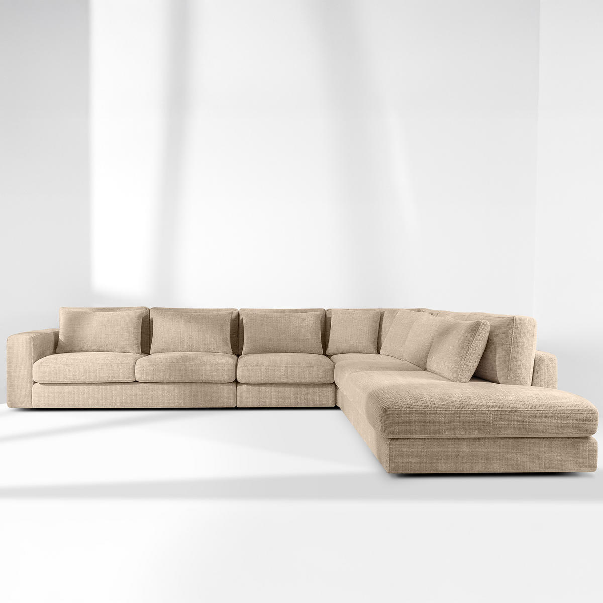 ECKSOFA XL rechts VERUS - Beige, Holz/Holzwerkstoff (377/328cm) - KONSIMO®