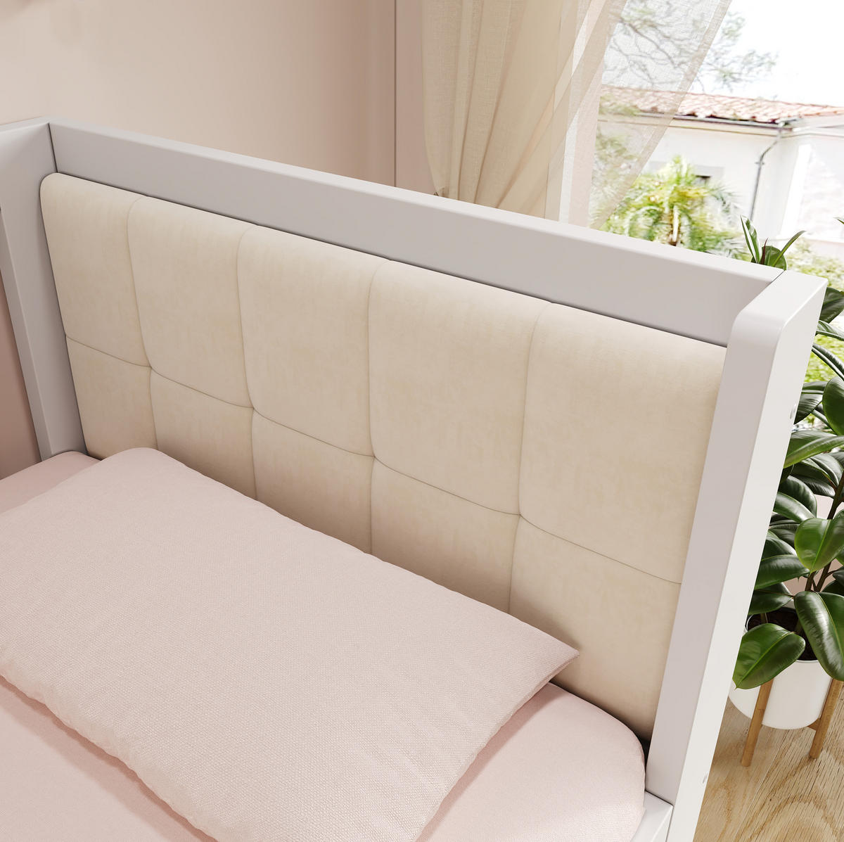 POLSTERBETT 90/200 cm Weiß aus Holz mit 2 Schubladen - Weiß, Textil (90/200cm) - OKMYHOME