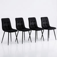 VIERFUSSSTÜHLE 4er-Set Esszimmerstühle, mit gepolsterten Rückenlehnen, Sitzflächen aus Samt, Metallgestell--OHNE Tisch - Schwarz, Holz (44/86/46cm) - WoodenAura