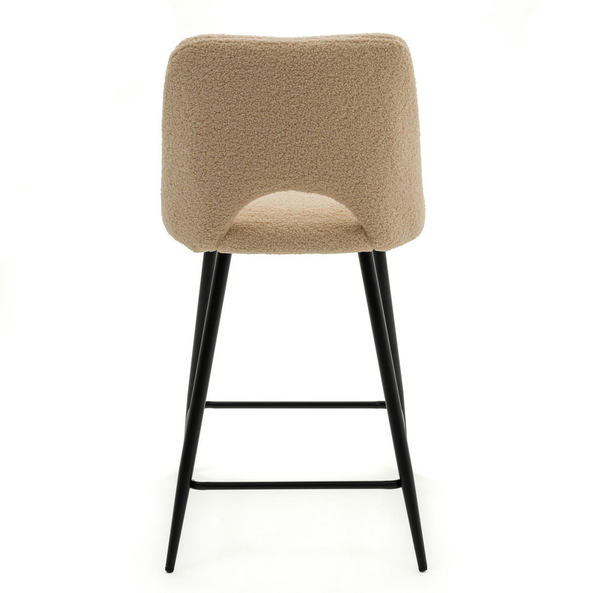 BARHOCKER ORO gepolsterter mit Steppung - beige - Boucle - Beige/Schwarz, Textil/Metall (48/94/55cm) - NEW HOME