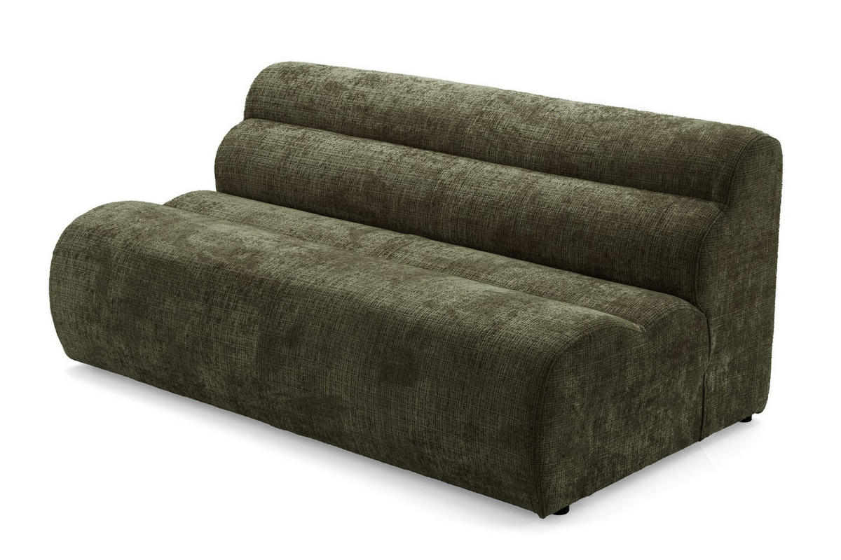 2-SITZER modulares Sofa VEER, Breite 213 cm Chenille Webstoff Grün - Schwarz/Grün, Holz/Kunststoff (213/75/95cm) - Muffo