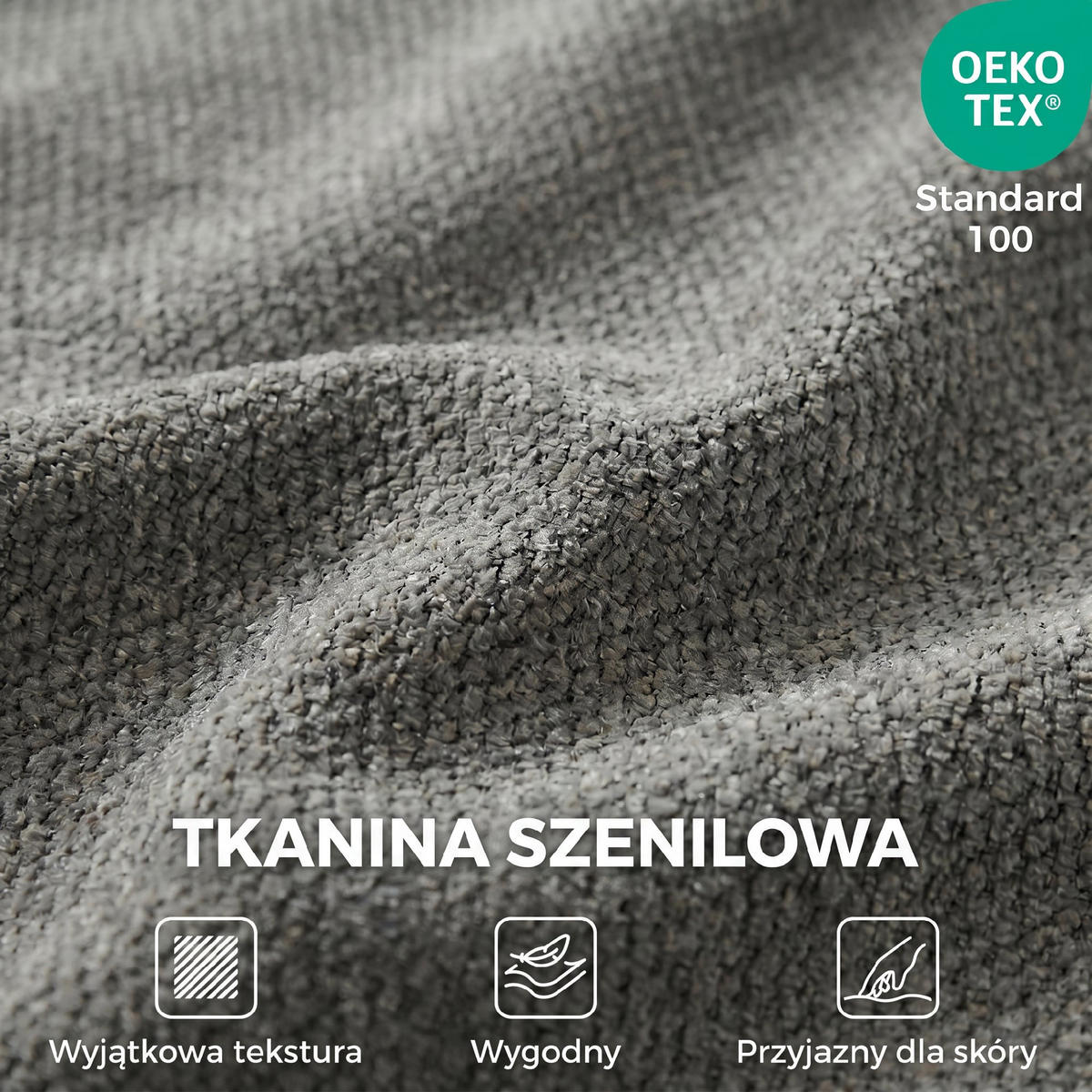 BODENSESSEL Chenille 100 Polyester Schaumstoff Kastaniengrau - Grau, Textil (80/76/90cm) - HOMCOM