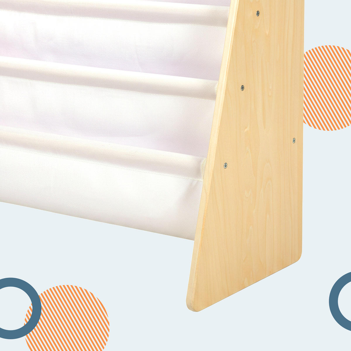 POLIČKA dětských knih - různobarevná, dřevo/textil (63/60/39cm) - Relaxdays