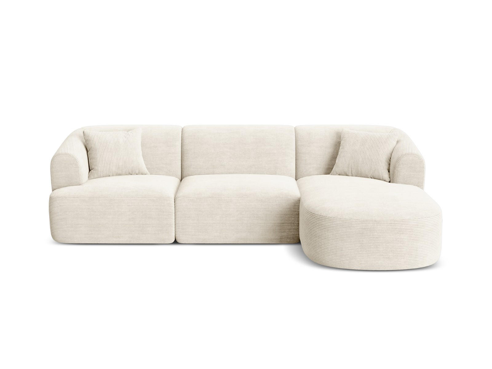 MODULARES-ECKSOFA rechts Campi aus Cord elfenbein 4 Sitzplätze - Ecru, Textil (156/256cm) - Cosmopolitan Design