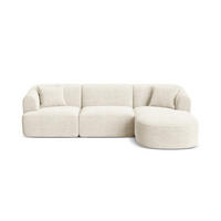 MODULARES-ECKSOFA rechts Campi aus Cord elfenbein 4 Sitzplätze - Ecru, Textil (156/256cm) - Cosmopolitan Design