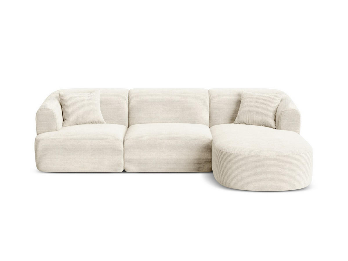 MODULARES-ECKSOFA rechts Campi aus Cord elfenbein 4 Sitzplätze - Ecru, Textil (156/256cm) - Cosmopolitan Design