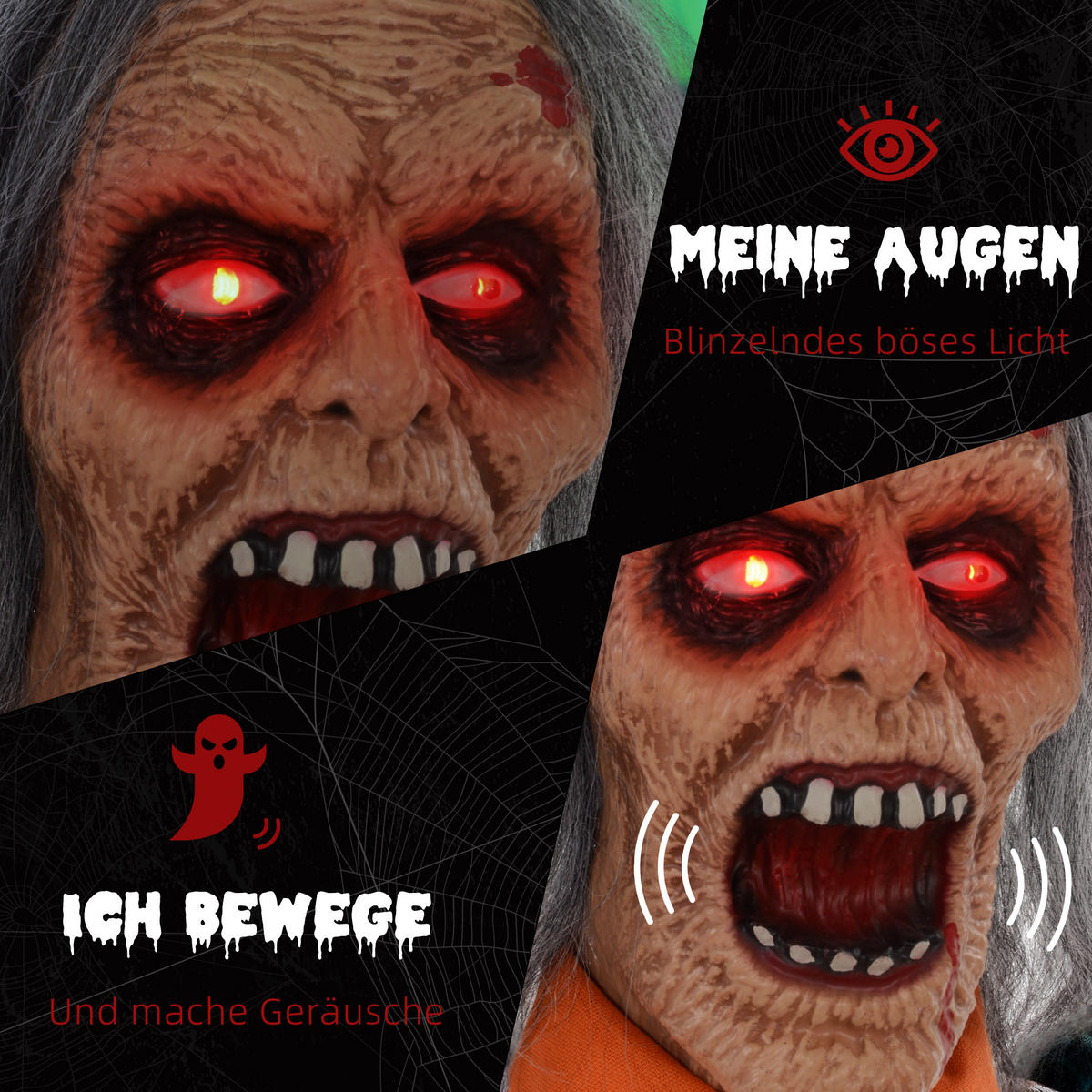 HALLOWEEN DECORATIONS 85cm Dekoration Gefangener , Soundfunktion, Orange - Orange, Kunststoff/Metall (50/85/15cm) - HOMCOM