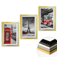 WANDBILDER 3er Set - 20x30 cm Goldrahmen - Ikonen London Paris Verkehr - Goldfarben, Kunststoff (20/30cm) - ArtPrintCave