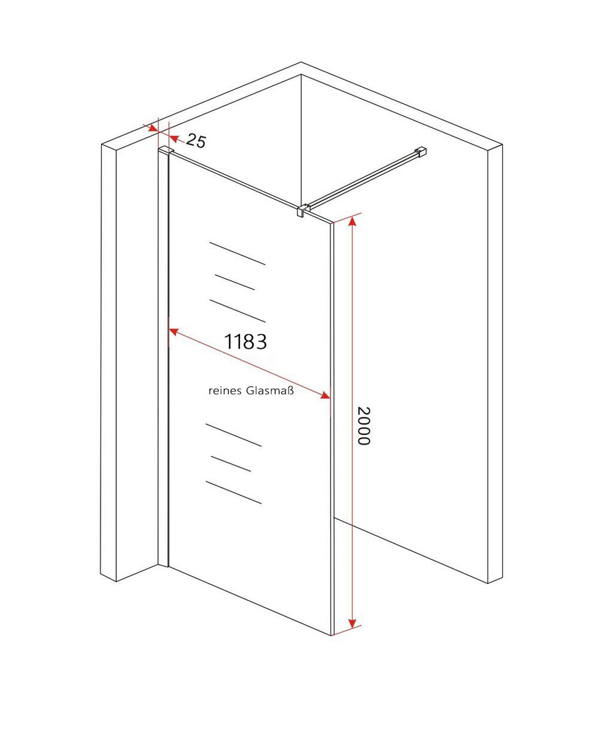 DUSCHWAND TIPO Klar 120 x 200 cm 8 mm ESG - Klar, Glas (120/200cm) - Glasdeals