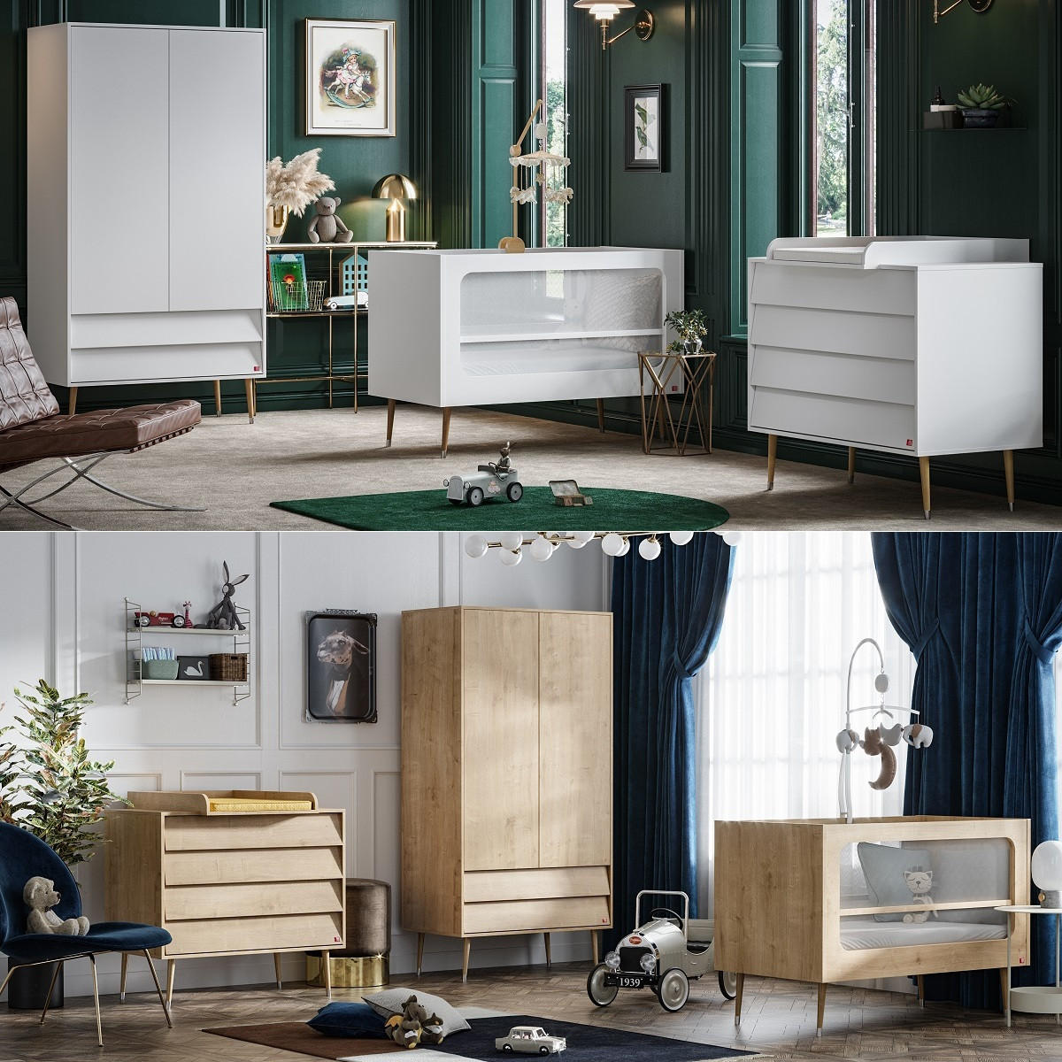 BABYZIMMER Set Bonny - 4-teilig - Eiche - Eichefarben, Holzwerkstoff (100/191/55cm) - QMM TraumMöbel