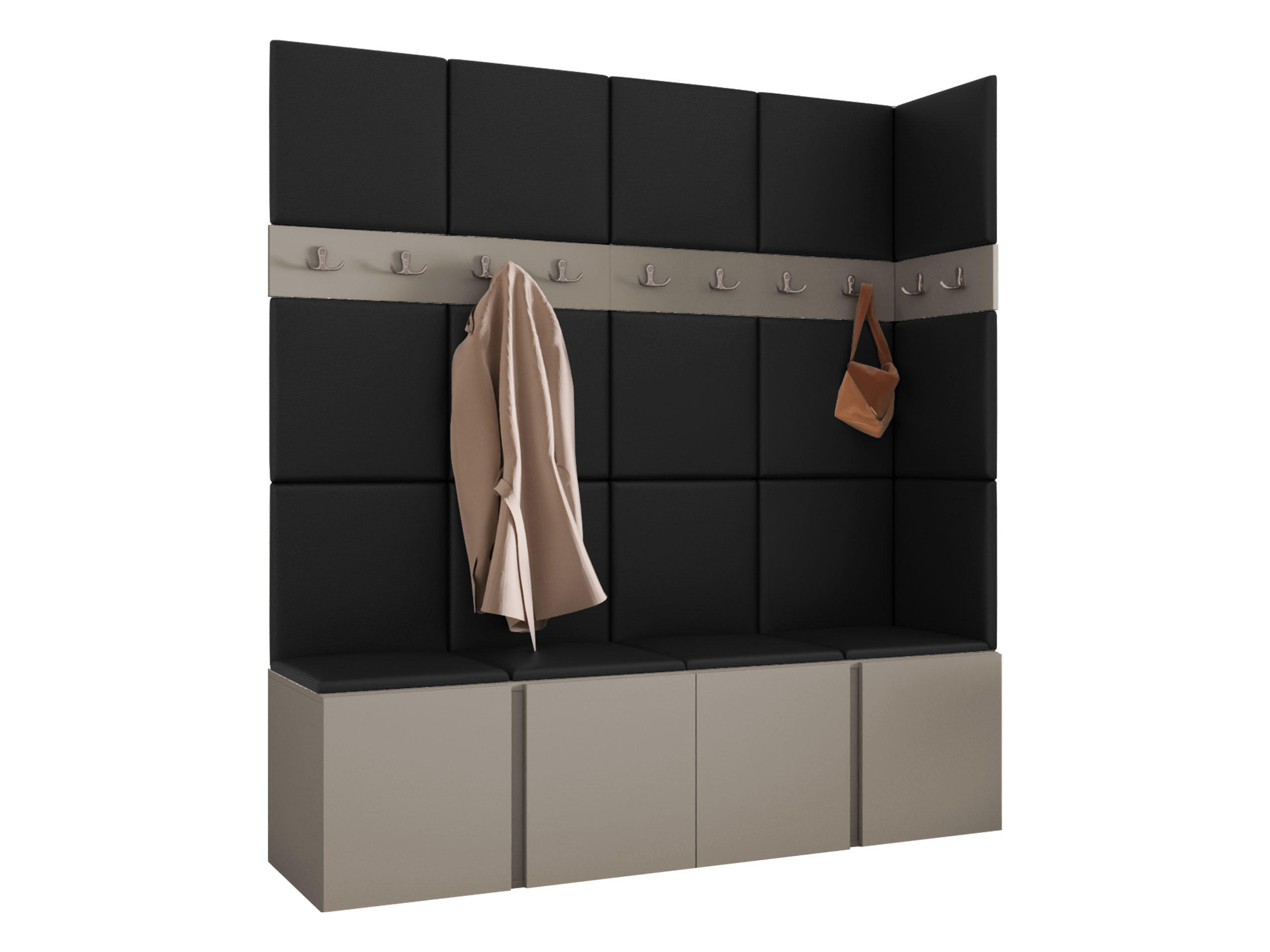 GARDEROBEN-SET Orion II - Kaschmir/Schwarz, Holzwerkstoff/Kunststoff (168/186/46cm) - MIRJAN24