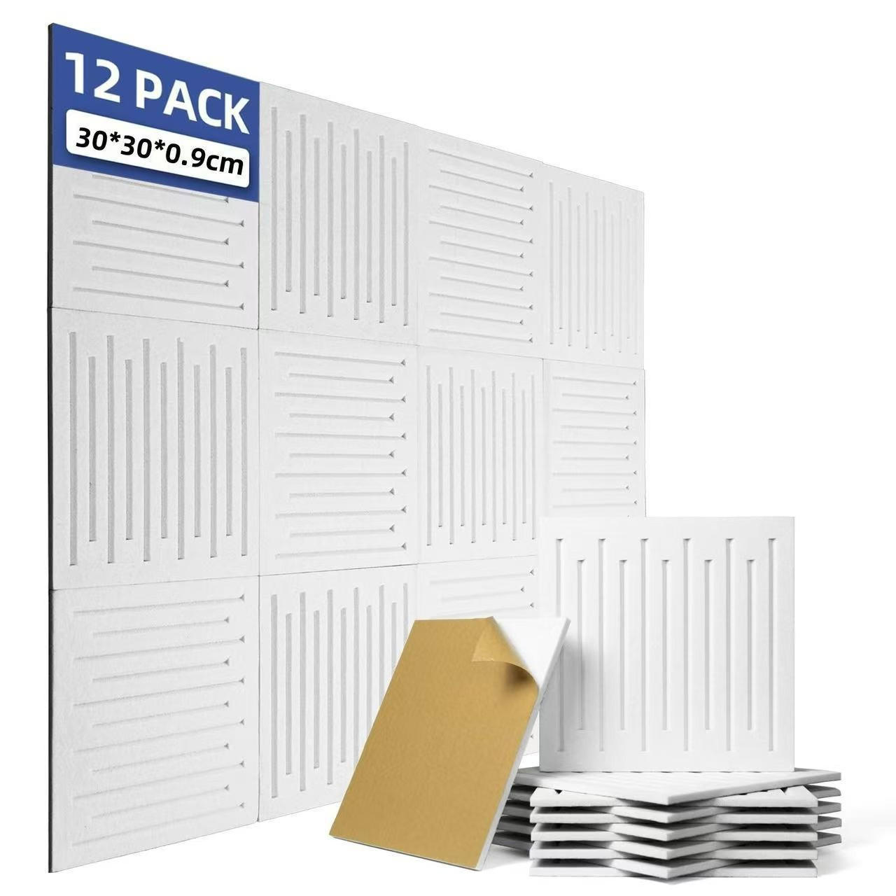 AKUSTIKPANEEL，SELBSTKLEBEND, 30 × 30 × 1 cm, 12 Stück - Weiß, Textil (30/30/1cm)