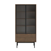 VITRINE Olar Holzoptik Carini Nussbaum 85 cm - Goldfarben/Schwarz, Holzwerkstoff/Metall (85/179/41cm) - Selsey