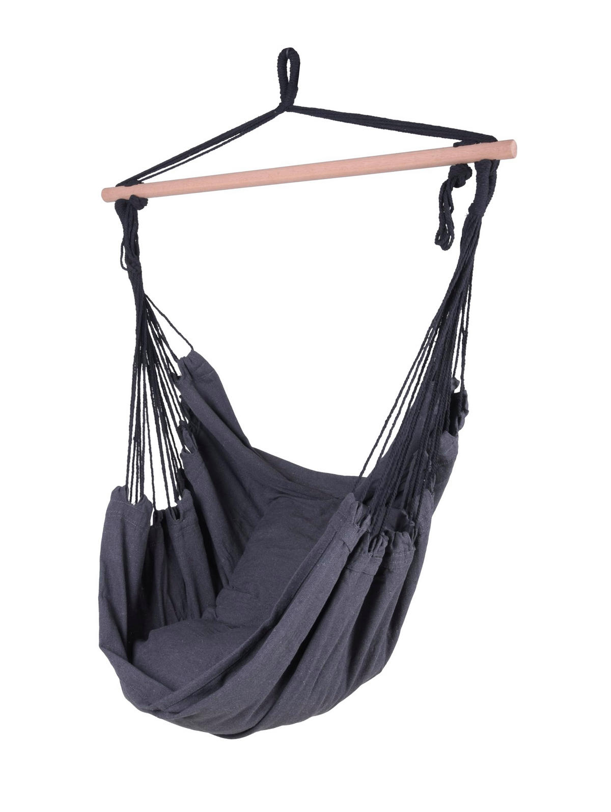 HÄNGESESSEL Mainz mit 2 Kissen Schwarz Hängesitz - Schwarz, Holz (90/120/65cm) - DELUKE