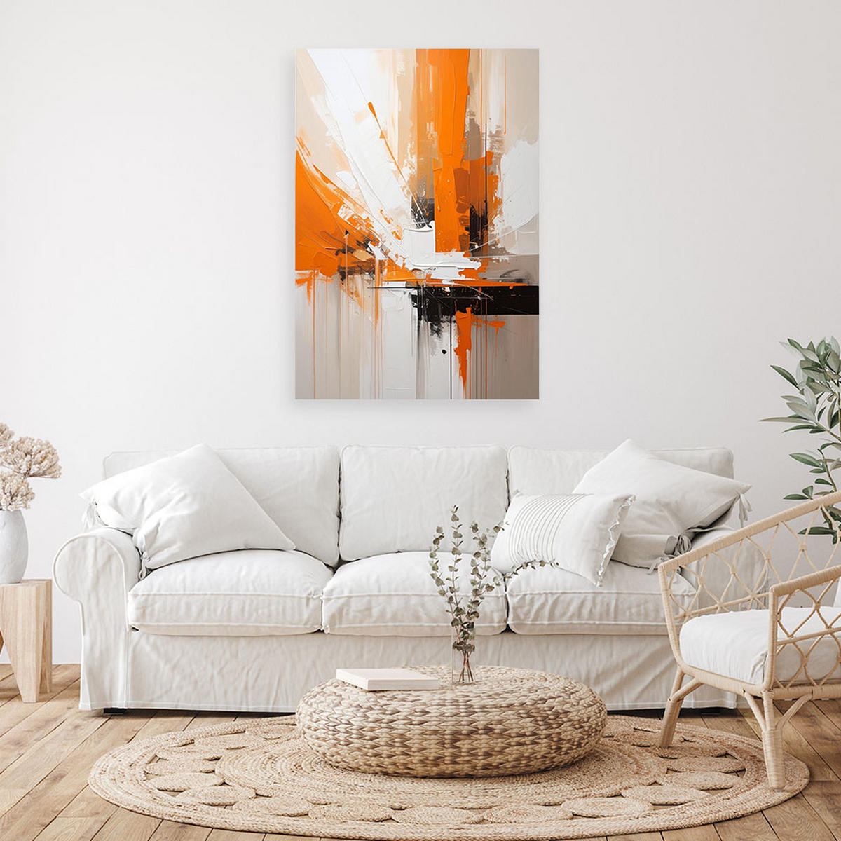 BILD auf Leinwand, Beige orange Abstraktion - Orange, Textil (30/45cm) - Feeby