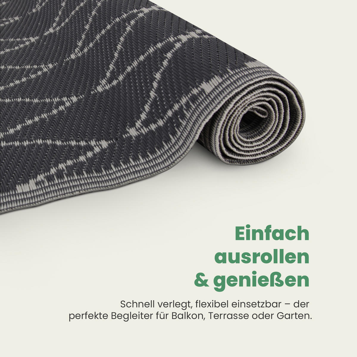OUTDOORTEPPICH Teppich Wetterfest und UV-Beständig ( 160x230cm / Raute ) für Garten, Balkon, Terrasse - Dunkelgrau, Kunststoff (160/230cm) - Bestlivings