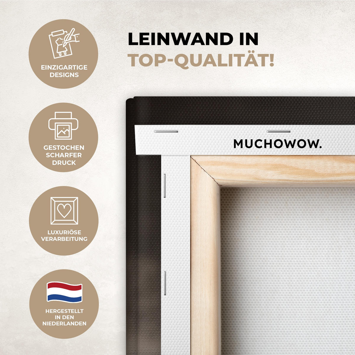 LEINWANDBILD Rotwild - Schwarz - Gold Deko Wohnzimmer 20x20 cm - Braun, Textil (20/20cm) - MuchoWow